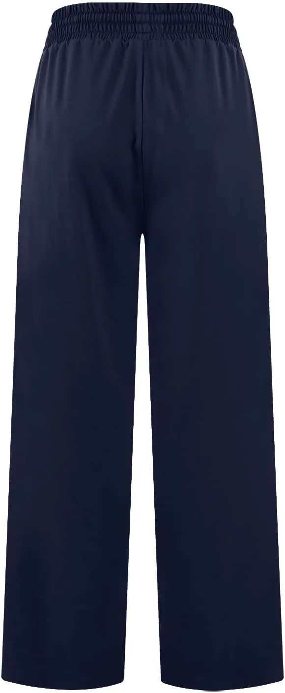 Wide Leg Pants for Women Summer Casual Drawstring High Waisted Pajama Pants Soft Baggy Yoga Pants with Pockets