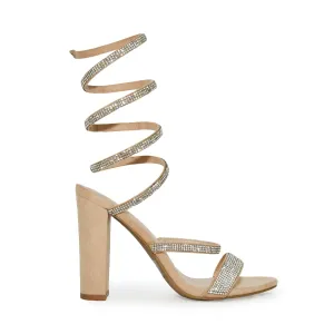 Wild Diva Spiral Rhinestone Strappy Ankle Chunky Block Heels