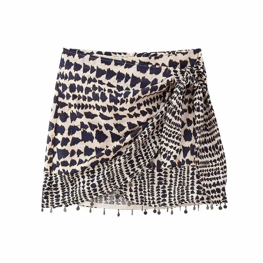 Willshela Women Fashion Beaded Pleated High Waist Mini Skirt