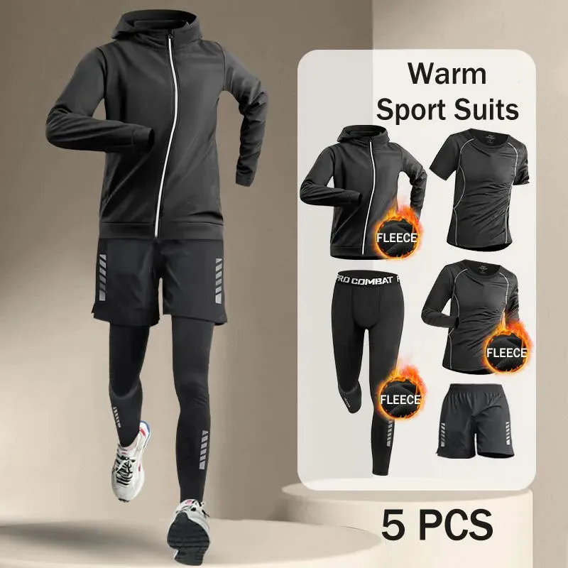 Winter Men's Outdoor Running Sets 2-5 PCS Fitness
