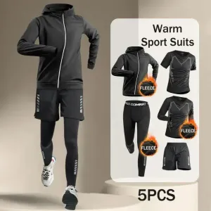 Winter Men's Outdoor Running Sets 2-5 PCS Fitness
