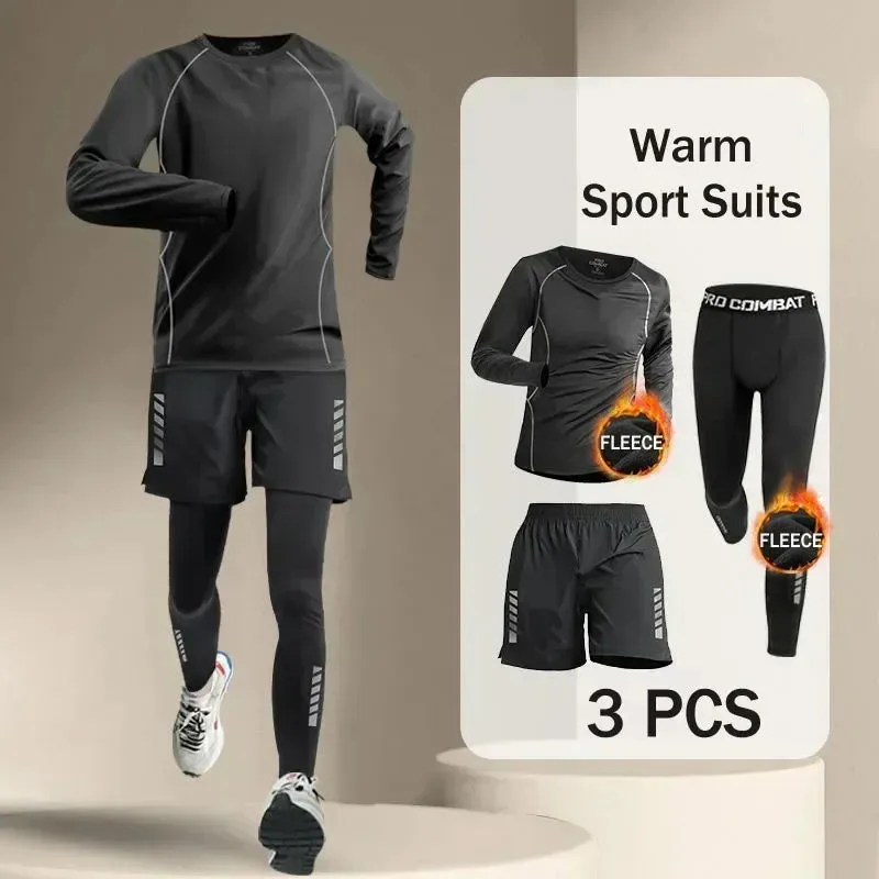 Winter Men's Outdoor Running Sets 2-5 PCS Fitness