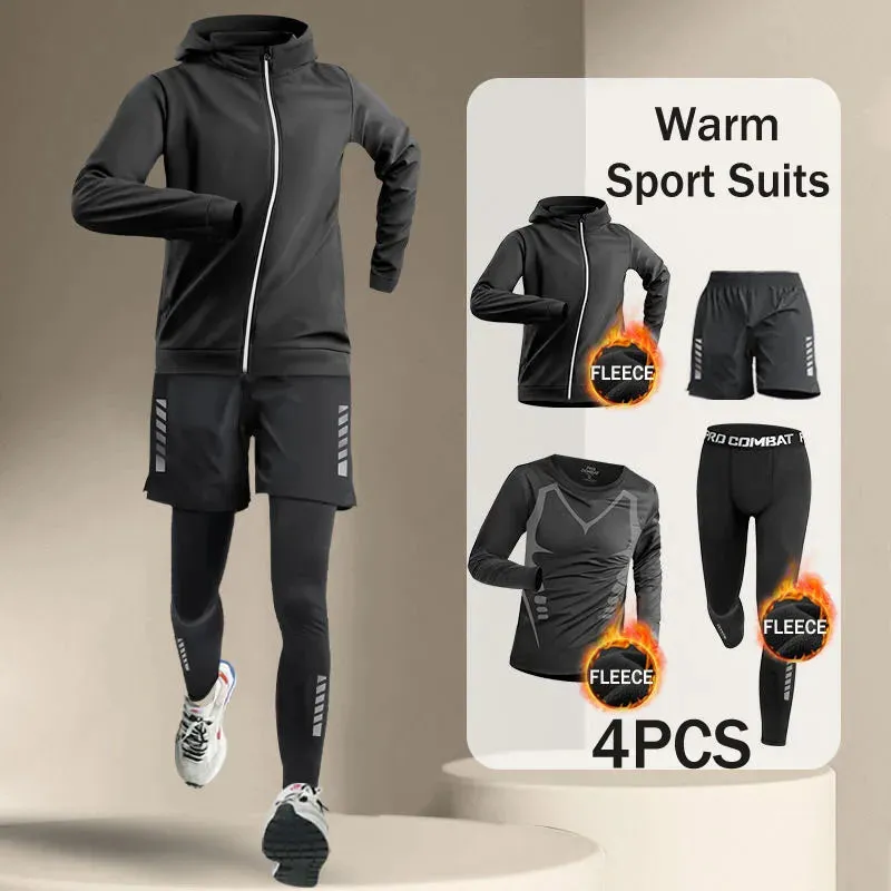 Winter Men's Outdoor Running Sets 2-5 PCS Fitness