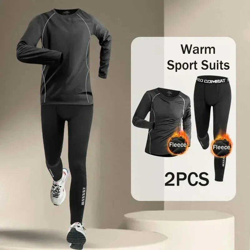 Winter Men's Outdoor Running Sets 2-5 PCS Fitness