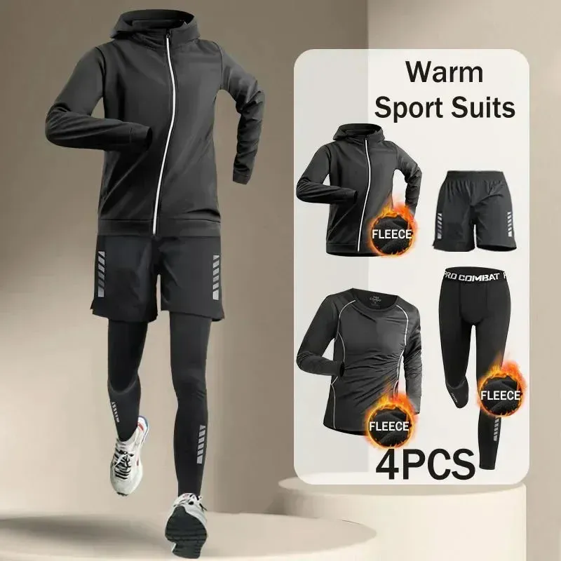Winter Men's Outdoor Running Sets 2-5 PCS Fitness