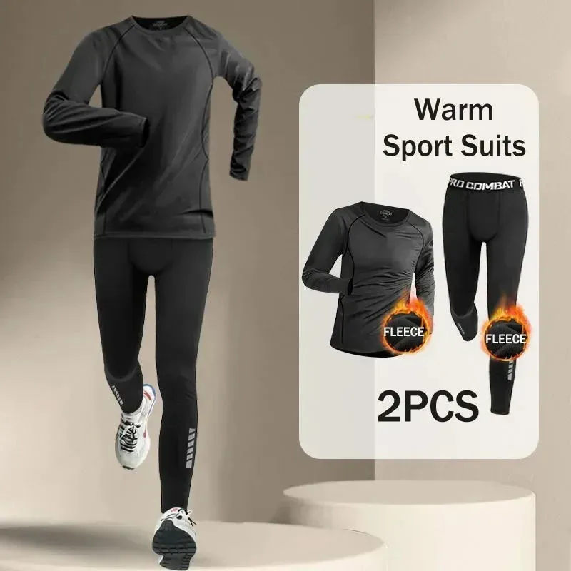 Winter Men's Outdoor Running Sets 2-5 PCS Fitness