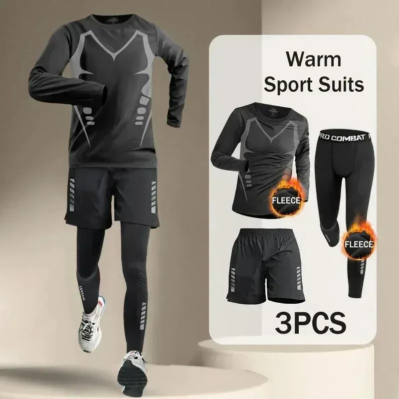 Winter Men's Outdoor Running Sets 2-5 PCS Fitness