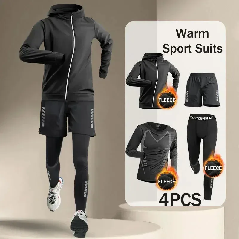 Winter Men's Outdoor Running Sets 2-5 PCS Fitness