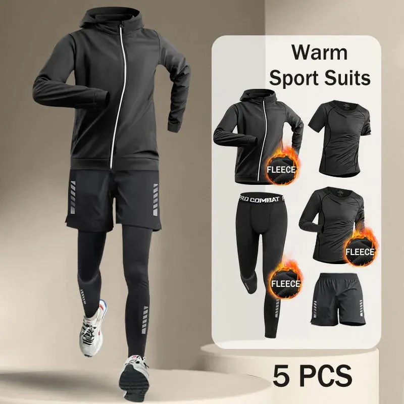 Winter Men's Outdoor Running Sets 2-5 PCS Fitness