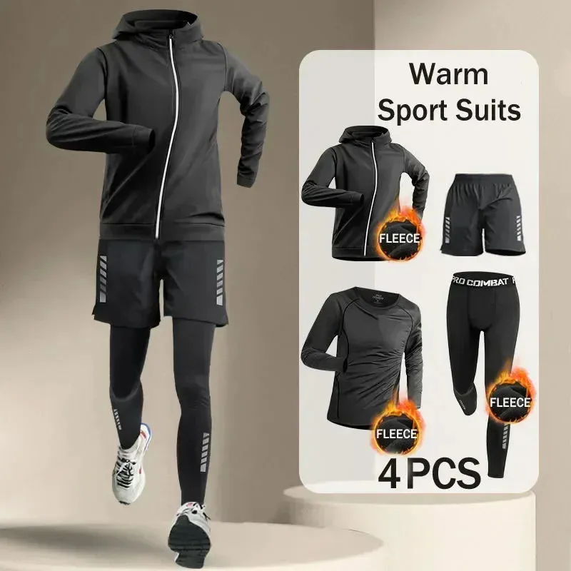 Winter Men's Outdoor Running Sets 2-5 PCS Fitness
