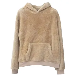 Winter Men'S Soft Warm Fleece Hooded Sweatshirt Solid Color Loose Casual Long Sleeve Pullovers with Pocket Fashion Streetwear