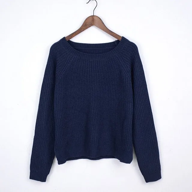 Women Autumn Winter Pullovers Style Long Sleeve Casual Slim Solid Knitted Jumpers Sweaters