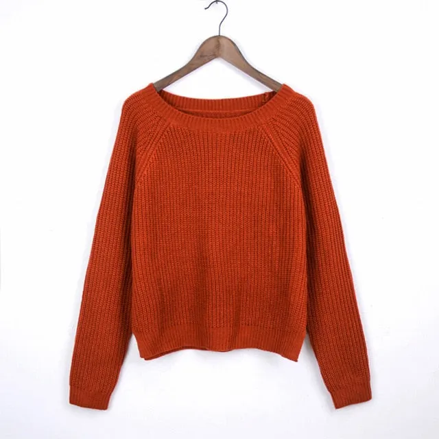 Women Autumn Winter Pullovers Style Long Sleeve Casual Slim Solid Knitted Jumpers Sweaters