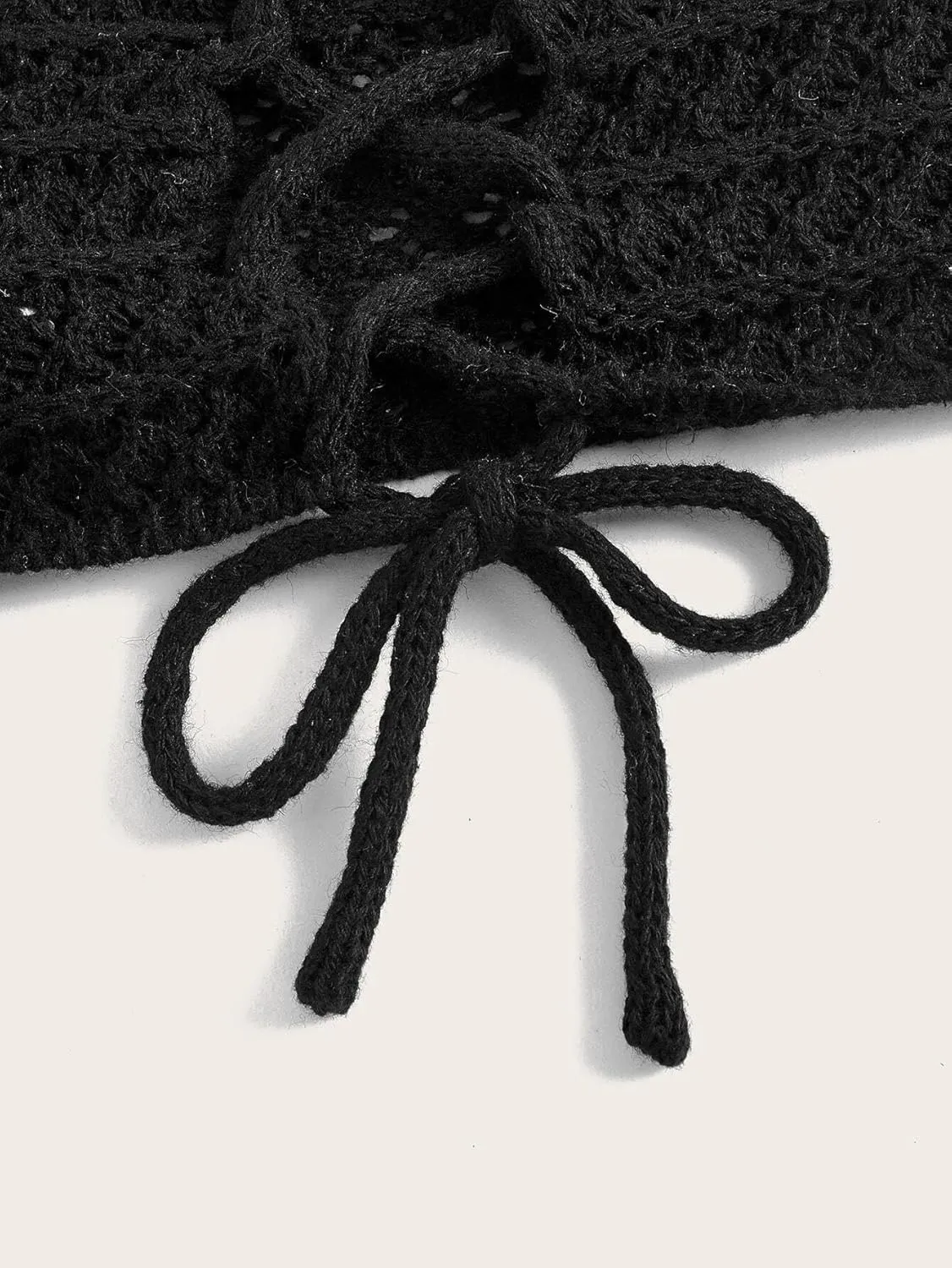 Women Lace Up Backless Crochet Crop Halter Top Y2k Slim Fit Sleeveless V Neck Self Tie Back Knit Crop Cami Top