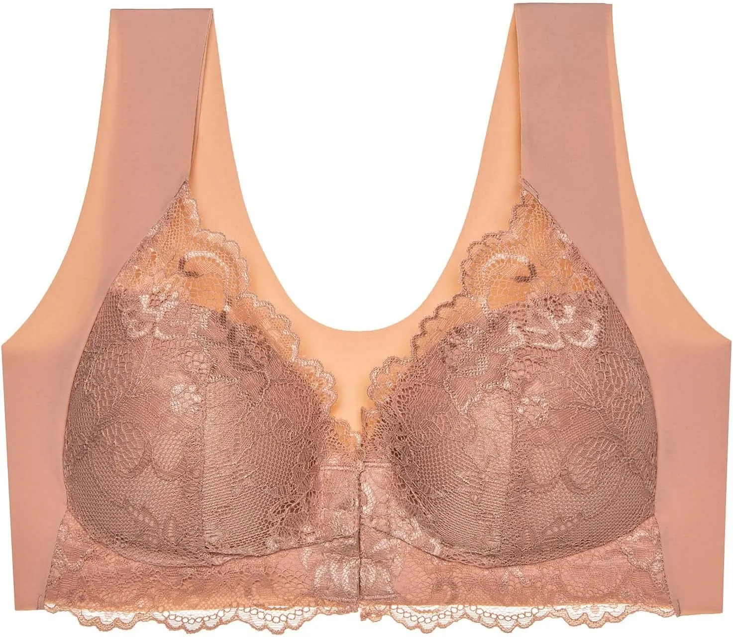 Women Ladies Seamless Lace Sports Bras Front Closure Backless No Underwire Push Up High Support Wireless Plus Size Bralettes