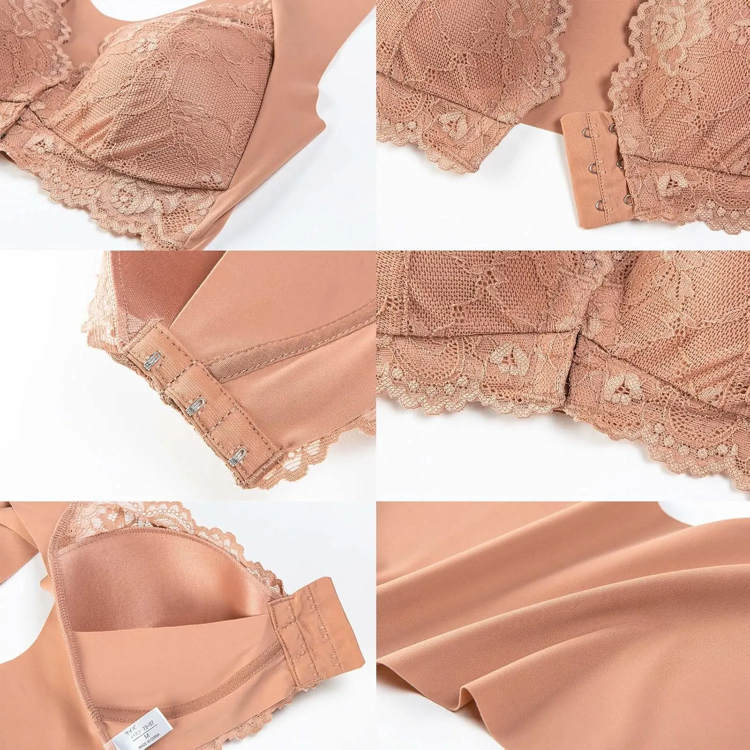 Women Ladies Seamless Lace Sports Bras Front Closure Backless No Underwire Push Up High Support Wireless Plus Size Bralettes