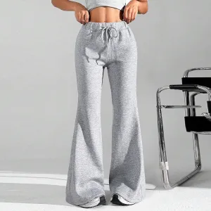 Women Wide Leg Sweatpants High Waisted Baggy Flare Sweatpants Plus Size Drawstring Flare Pants with Pockets