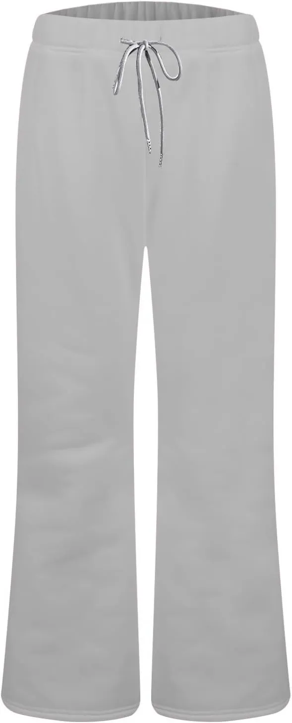 Women Wide Leg Sweatpants High Waisted Baggy Flare Sweatpants Plus Size Drawstring Flare Pants with Pockets