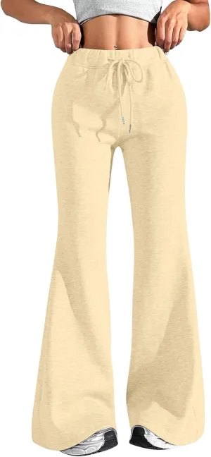 Women Wide Leg Sweatpants High Waisted Baggy Flare Sweatpants Plus Size Drawstring Flare Pants with Pockets
