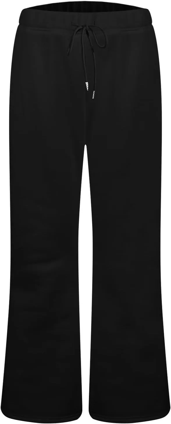 Women Wide Leg Sweatpants High Waisted Baggy Flare Sweatpants Plus Size Drawstring Flare Pants with Pockets