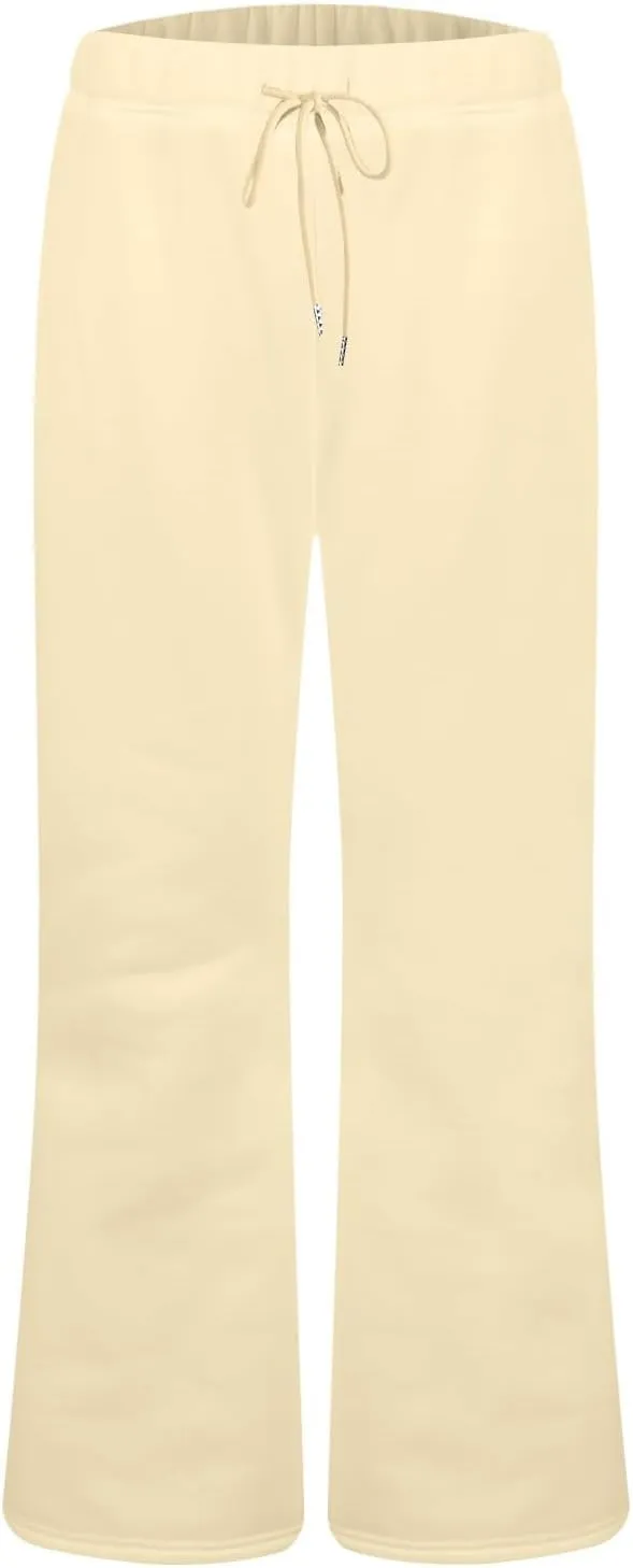 Women Wide Leg Sweatpants High Waisted Baggy Flare Sweatpants Plus Size Drawstring Flare Pants with Pockets