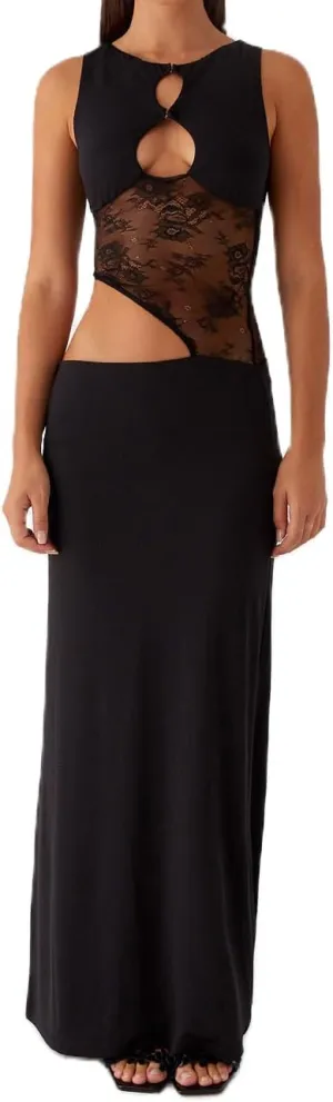 Women Y2k Cut Out Bodycon Maxi Dress Sexy Sleeveless Low Cut Backless Lace Hollow-Out Dress Party Club Long Dress