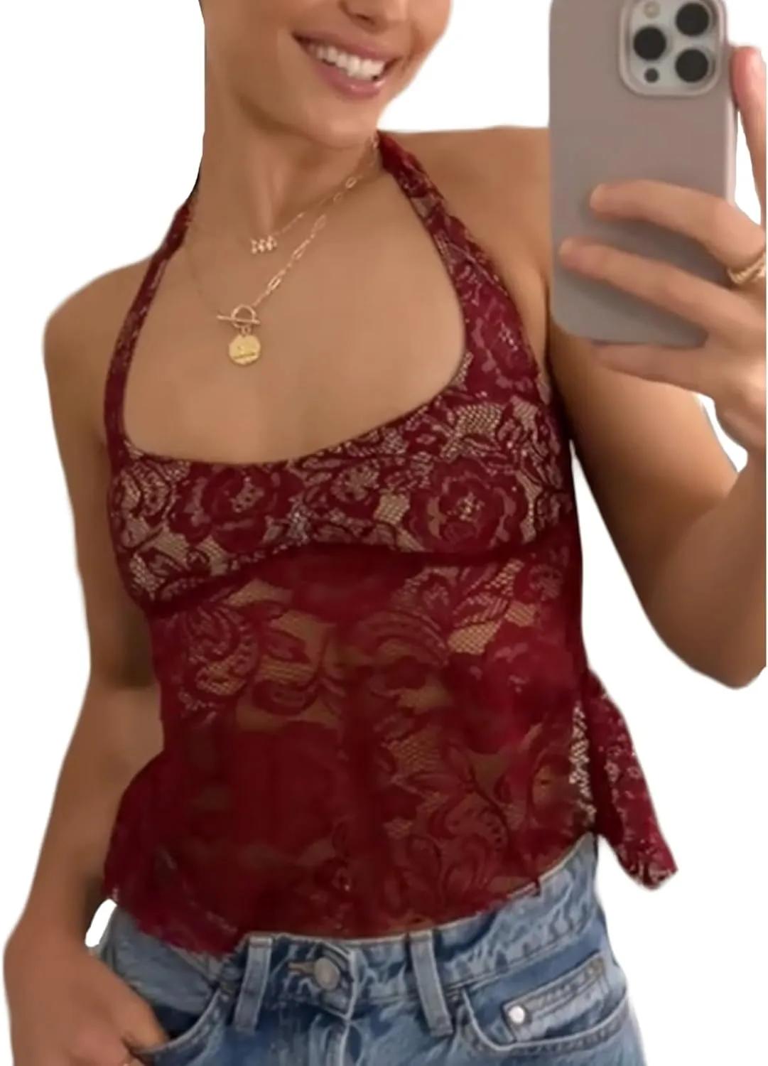 Women Y2K Halter Crop Top Sexy Sleeveless Backless Tie Up Cami Deep V Neck Tank Tops Open Back Slim Fit Coquette Tops