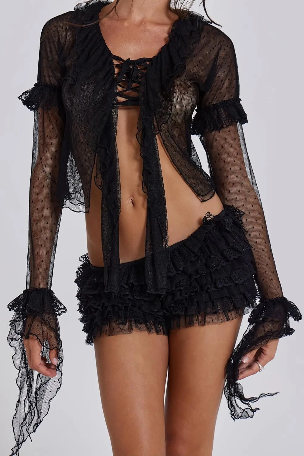Women Y2k Lace Ruffle Layered Shorts Fairy Lolita Tiered Bloomer Shorts Cute Boy Shorts Mini Pettipants Teen Girls