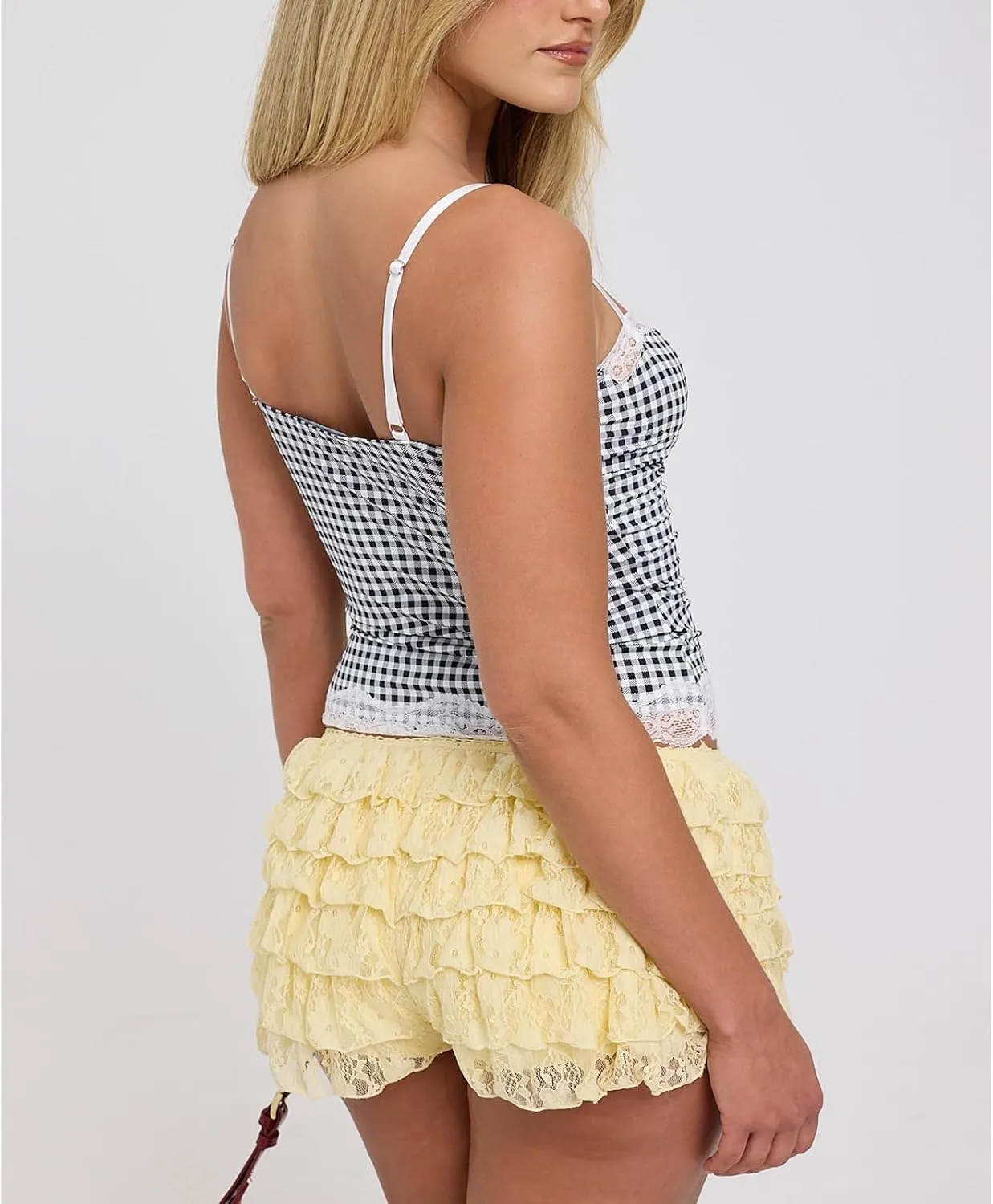 Women Y2k Lace Ruffle Layered Shorts Fairy Lolita Tiered Bloomer Shorts Cute Boy Shorts Mini Pettipants Teen Girls