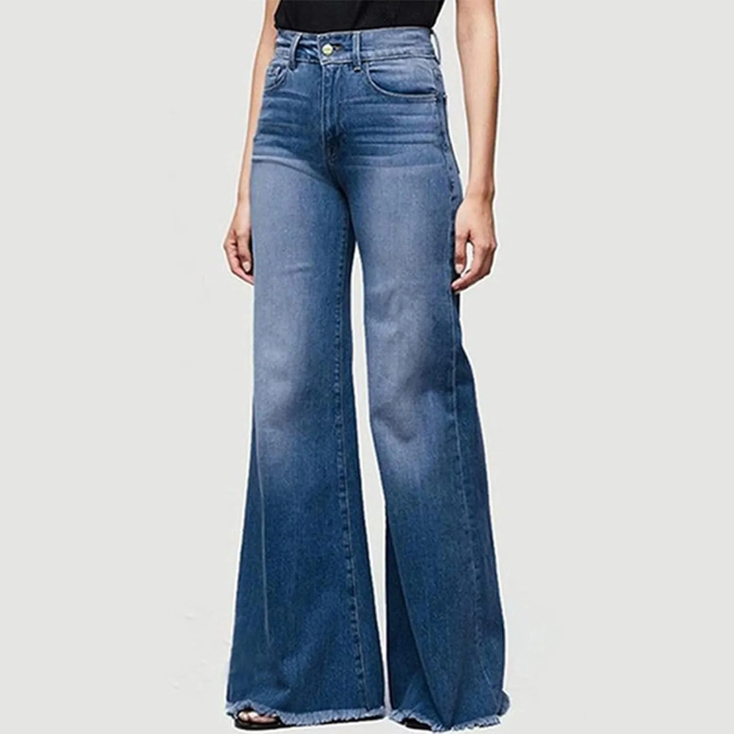 Womens 2024 Latest High Waisted Wide Leg Baggy Flare Jeans Flare Stretch Boyfriend Bootcut Casual Denim Pants