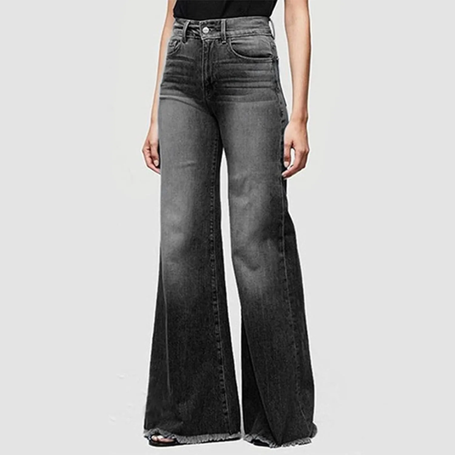 Womens 2024 Latest High Waisted Wide Leg Baggy Flare Jeans Flare Stretch Boyfriend Bootcut Casual Denim Pants