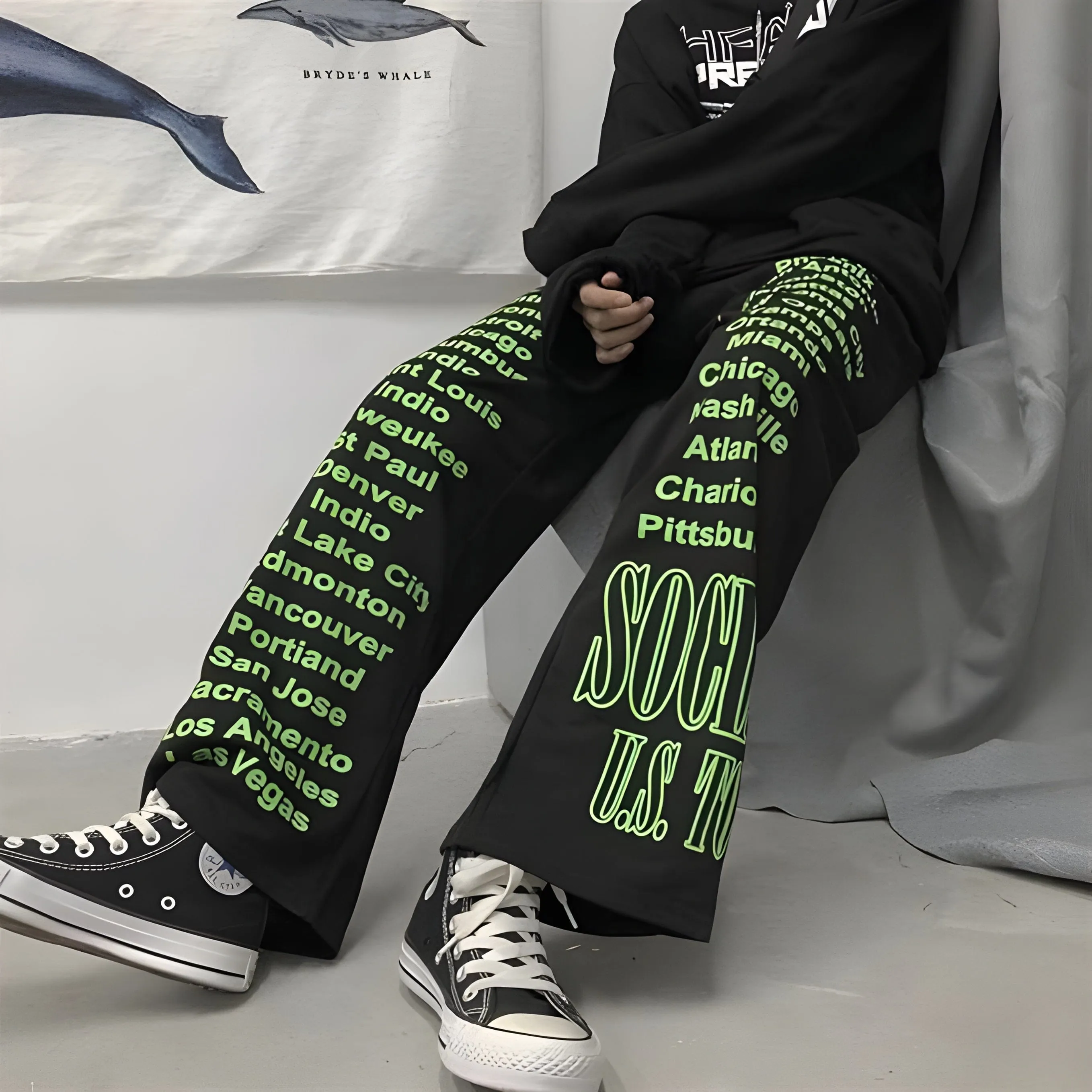 Women's Black And Green Pants