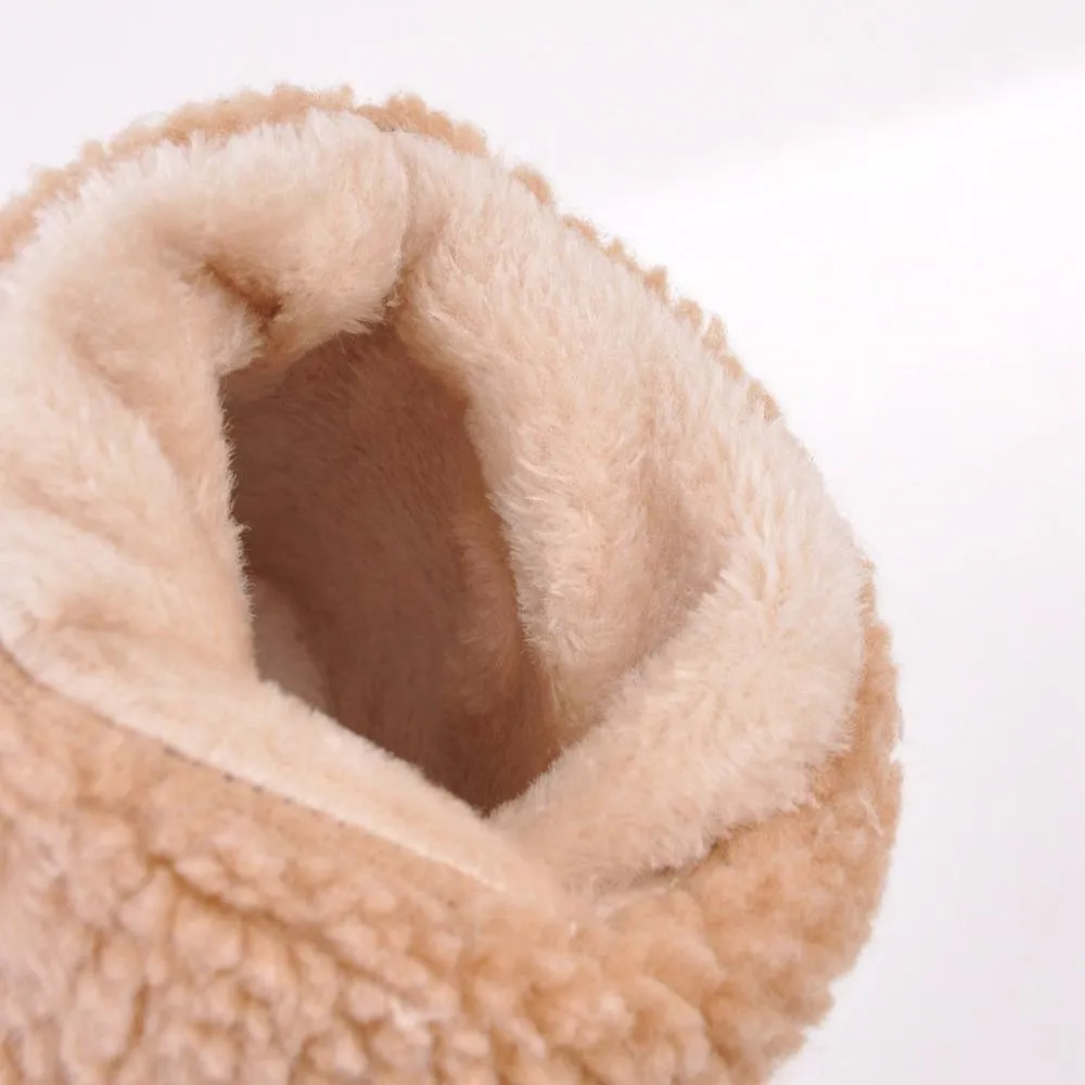 Women's block heels snow booties plush lined warm ankle boots