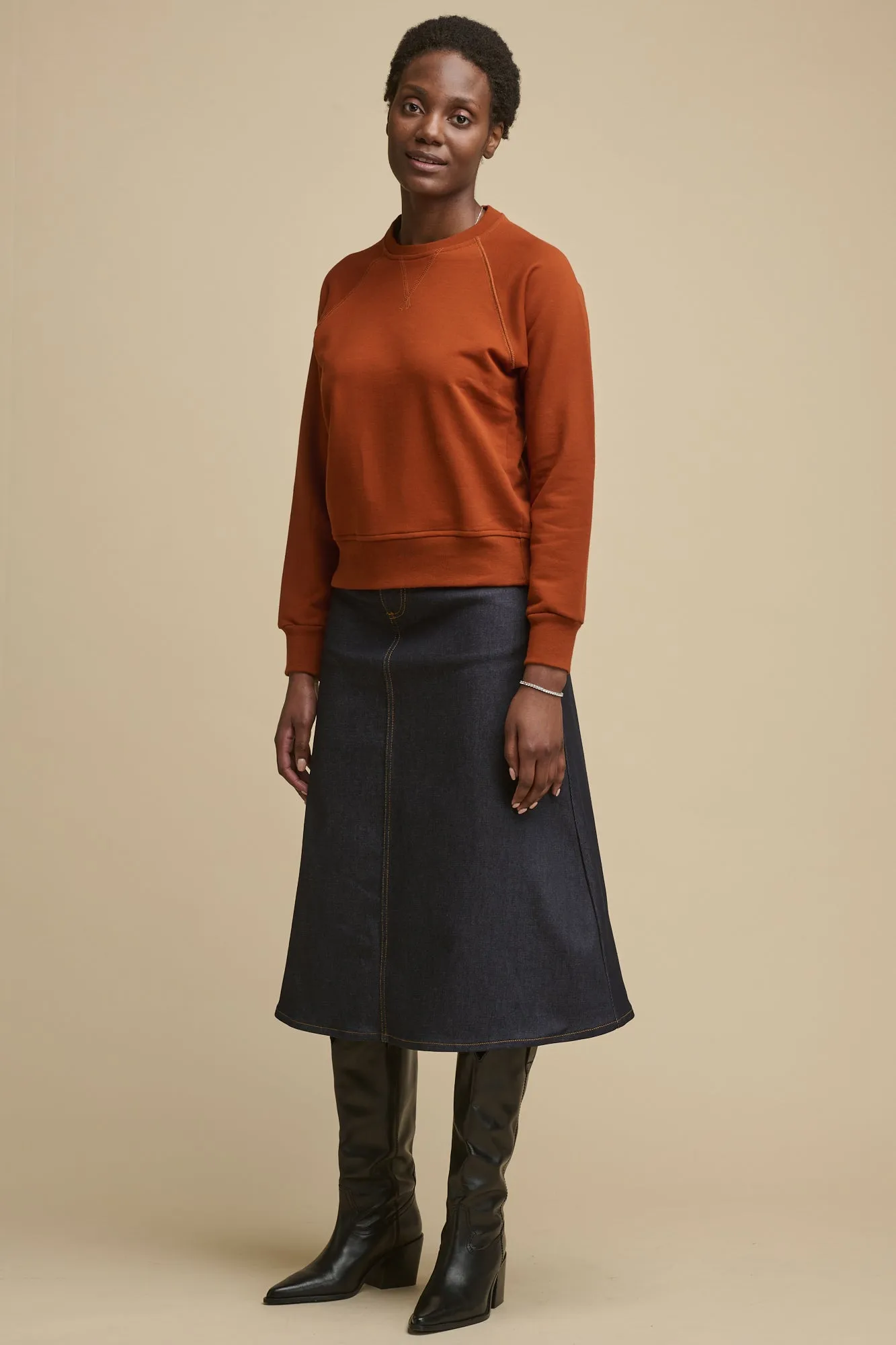 Women's Bobbie A Line Denim Skirt - Indigo
