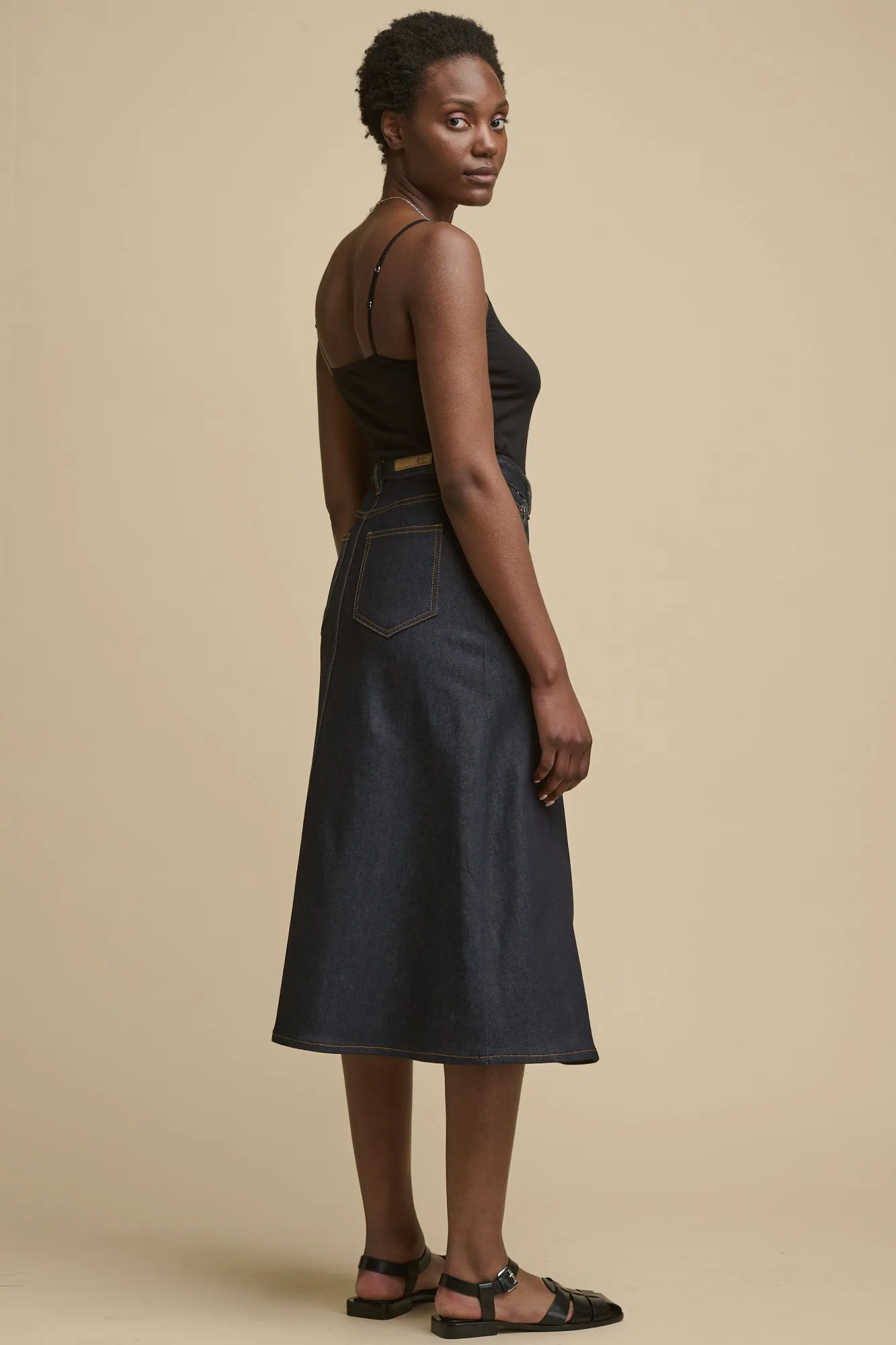 Women's Bobbie A Line Denim Skirt - Indigo