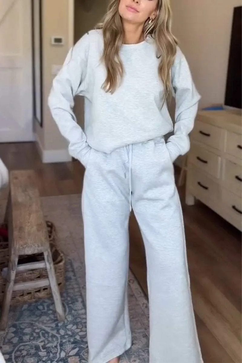 Women's Casual Round-neck Long-sleeved Two-piece Suit