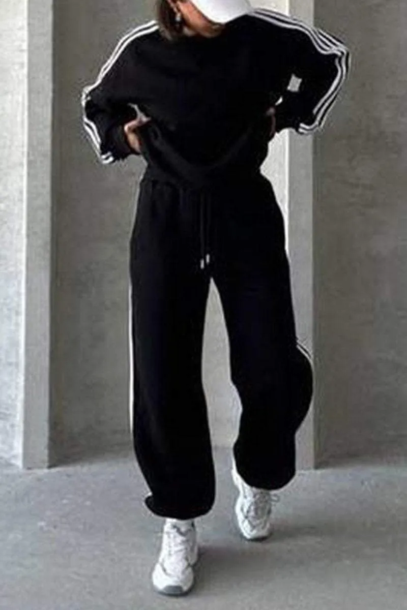 Women's Casual Round-neck Pullover Sweatshirt Two-piece Set