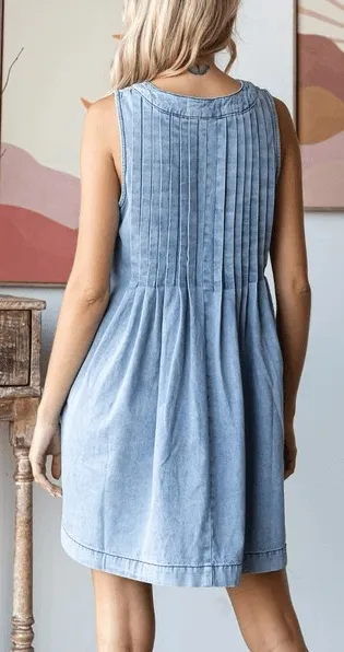 Women's Denim Sleeveless Short Dress