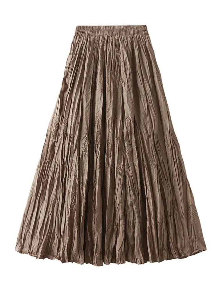 Women's Elastic Waist Fashion Designer A-Line Skirts (Long)