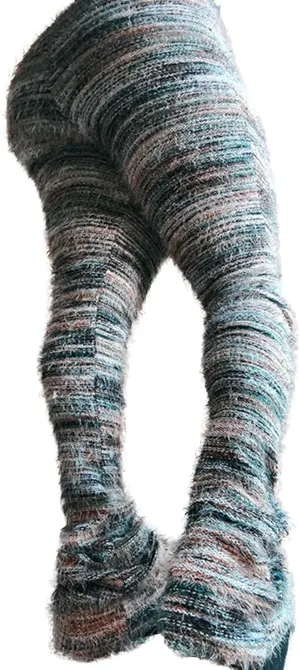 Women's Fleece Stacked Legging Pants High Wasited Colorful Fuzzy Strip Bell Bottom Knit Y2K Party Club Sweatpants