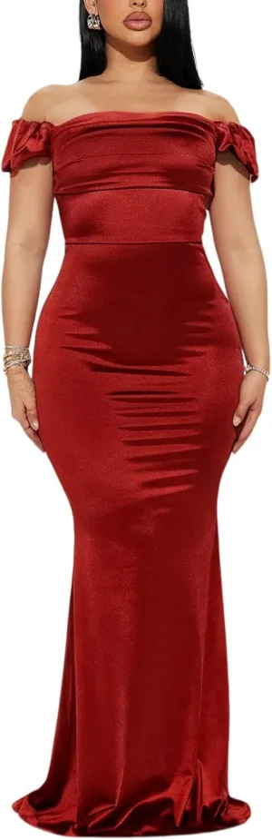 Womens Formal Party Dresses Ruffle High Slit Sexy Evening Curvy Wrap Long Black Dresses