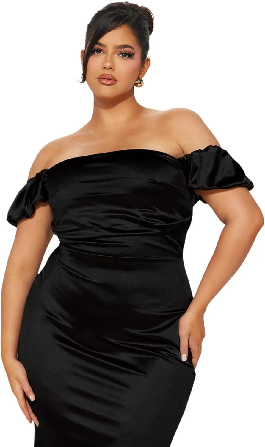 Womens Formal Party Dresses Ruffle High Slit Sexy Evening Curvy Wrap Long Black Dresses