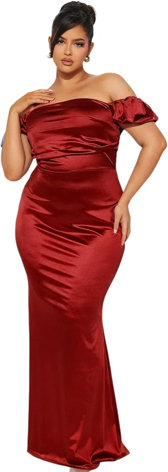 Womens Formal Party Dresses Ruffle High Slit Sexy Evening Curvy Wrap Long Black Dresses