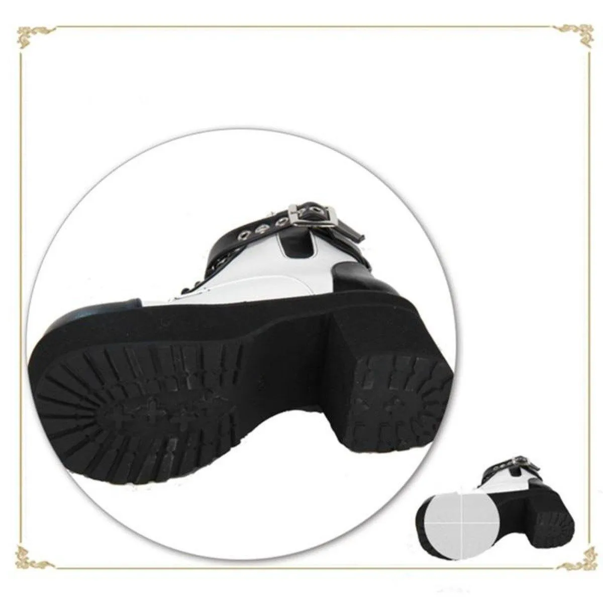 Women's Gothic Punk Ankle Boots with Block Heel