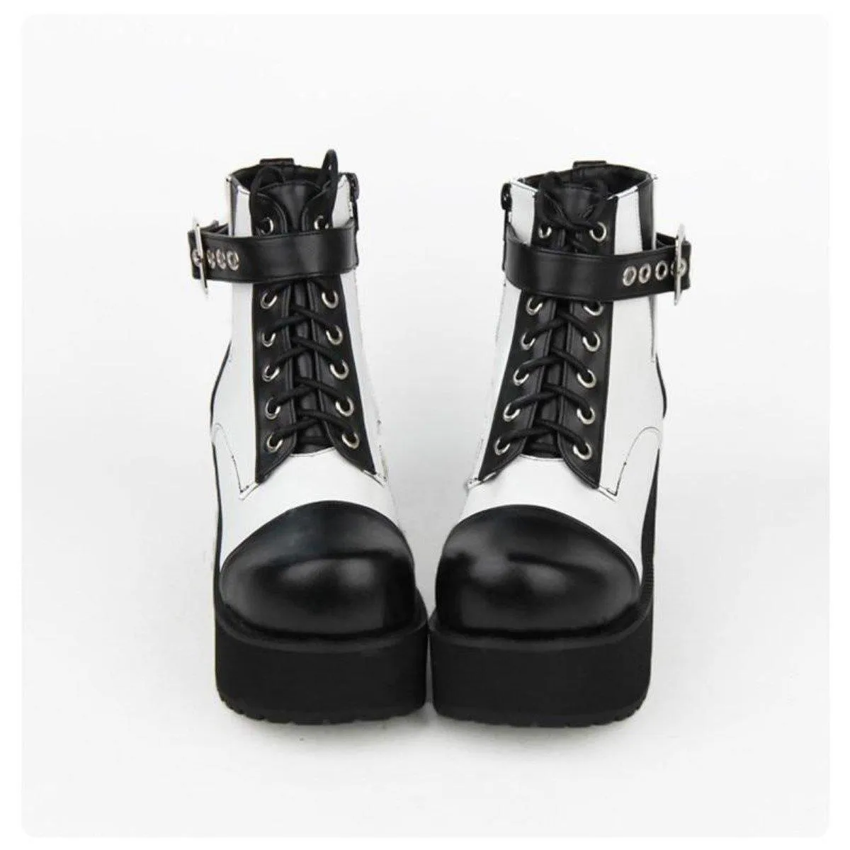 Women's Gothic Punk Ankle Boots with Block Heel