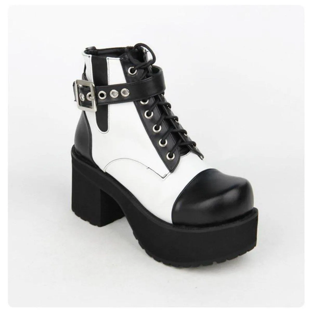 Women's Gothic Punk Ankle Boots with Block Heel