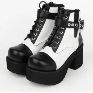 Women's Gothic Punk Ankle Boots with Block Heel