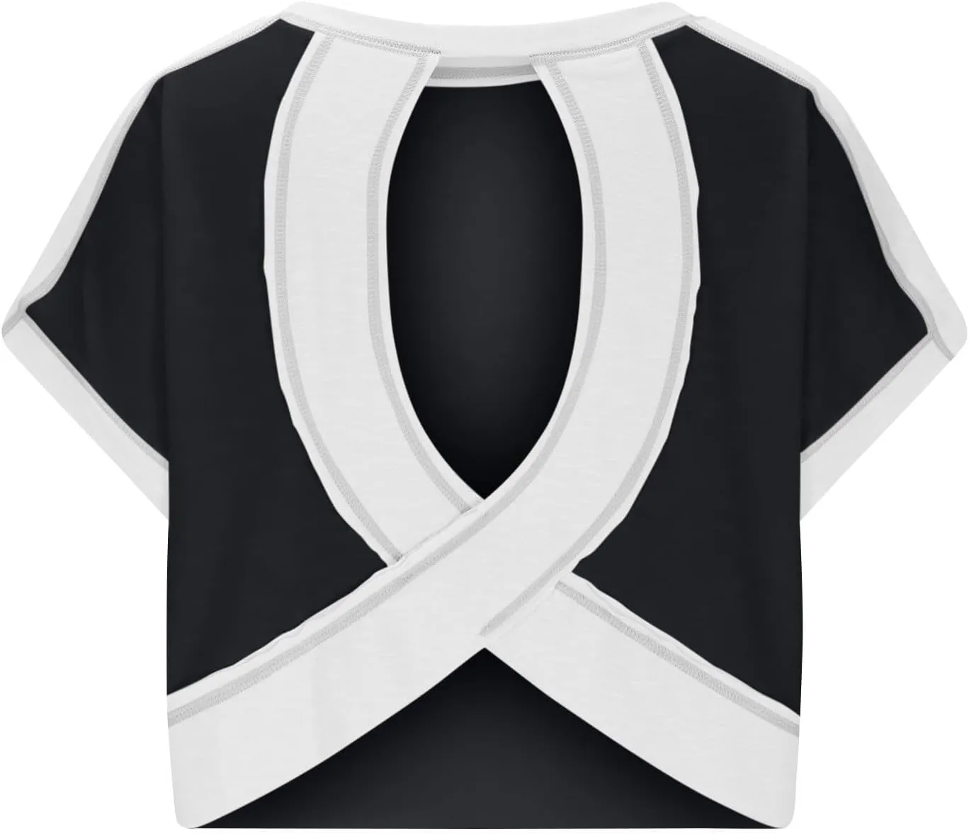Womens Gym Yoga Tops Backless Casual Fashion Open Back Athletic Shirts Solid Color Running Crop Workout Tee Tops