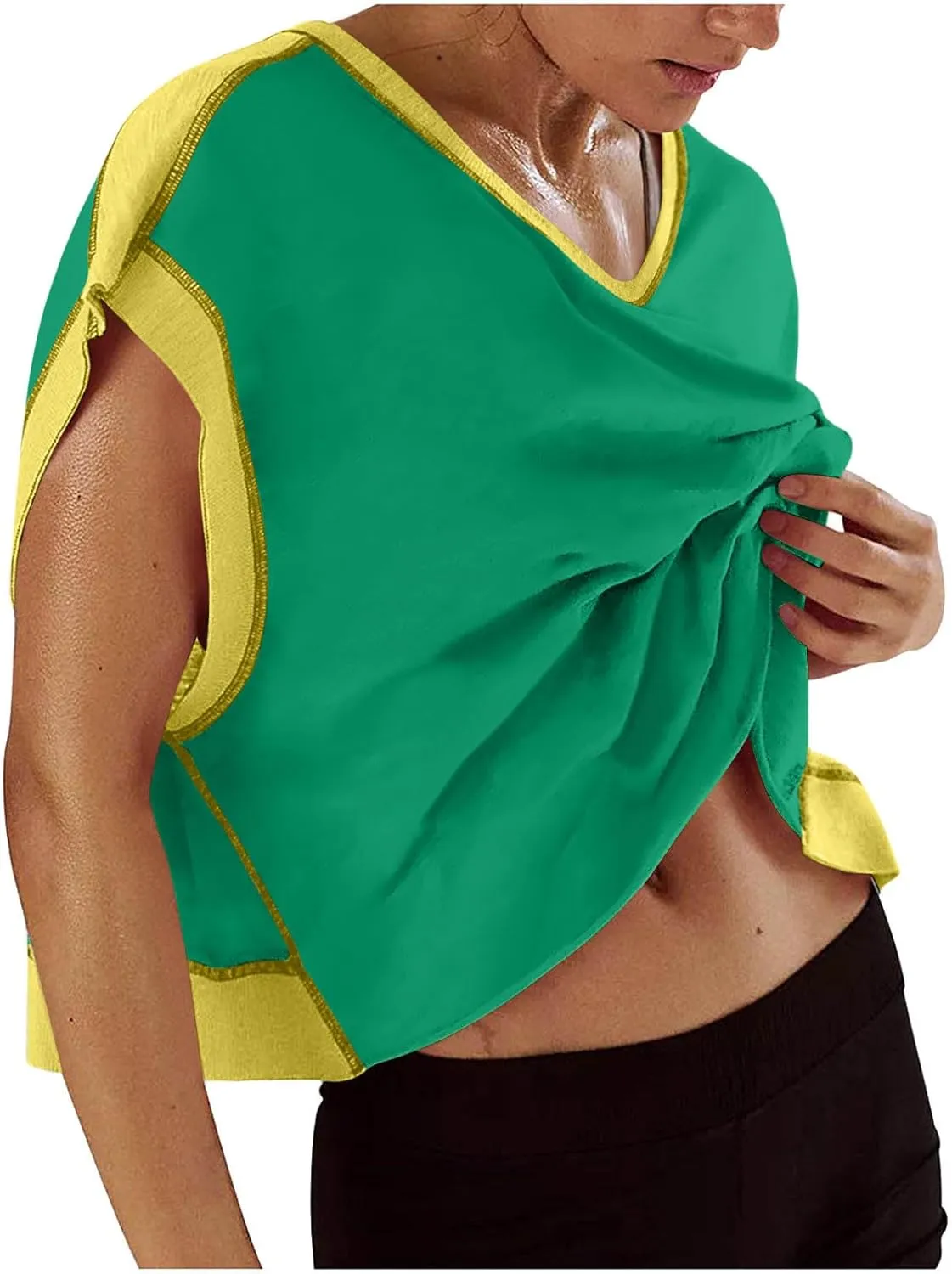 Womens Gym Yoga Tops Backless Casual Fashion Open Back Athletic Shirts Solid Color Running Crop Workout Tee Tops
