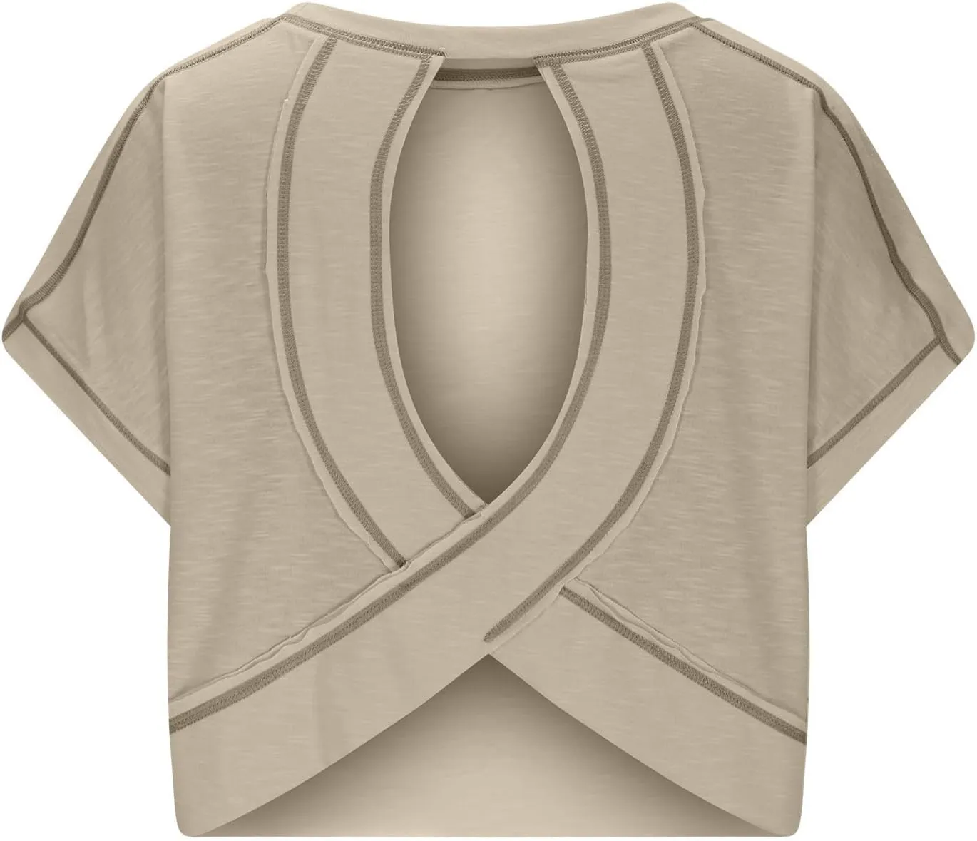 Womens Gym Yoga Tops Backless Casual Fashion Open Back Athletic Shirts Solid Color Running Crop Workout Tee Tops